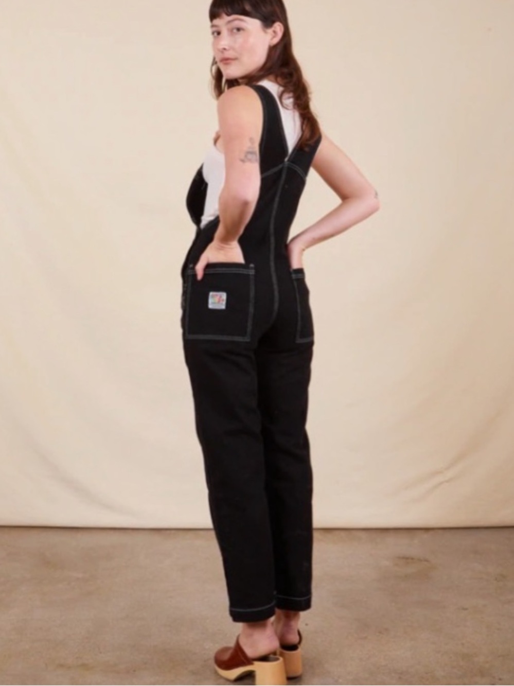 Big Bud Press Overalls Black with Contrast Stitch - Picture 3 of 8